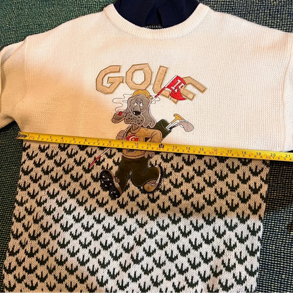 Vintage Pagliano Golf Dog Collared Sweater - Wool Blend - Size Medium
